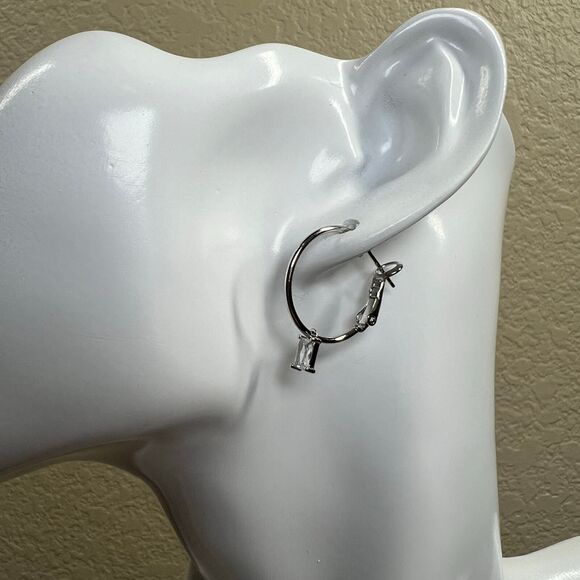 Earrings Silver Huggie Hoop / Crystal Charms Fashion Drop Dangle Earrings Baddie - Picture 4 of 11